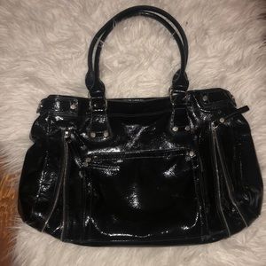 Patent Leather Longchamp Handbag With Zippers